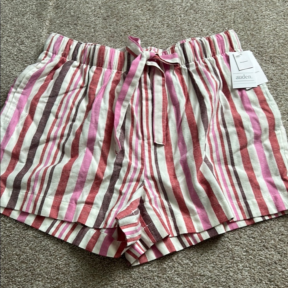 Auden Pink and Brown Striped Shorts